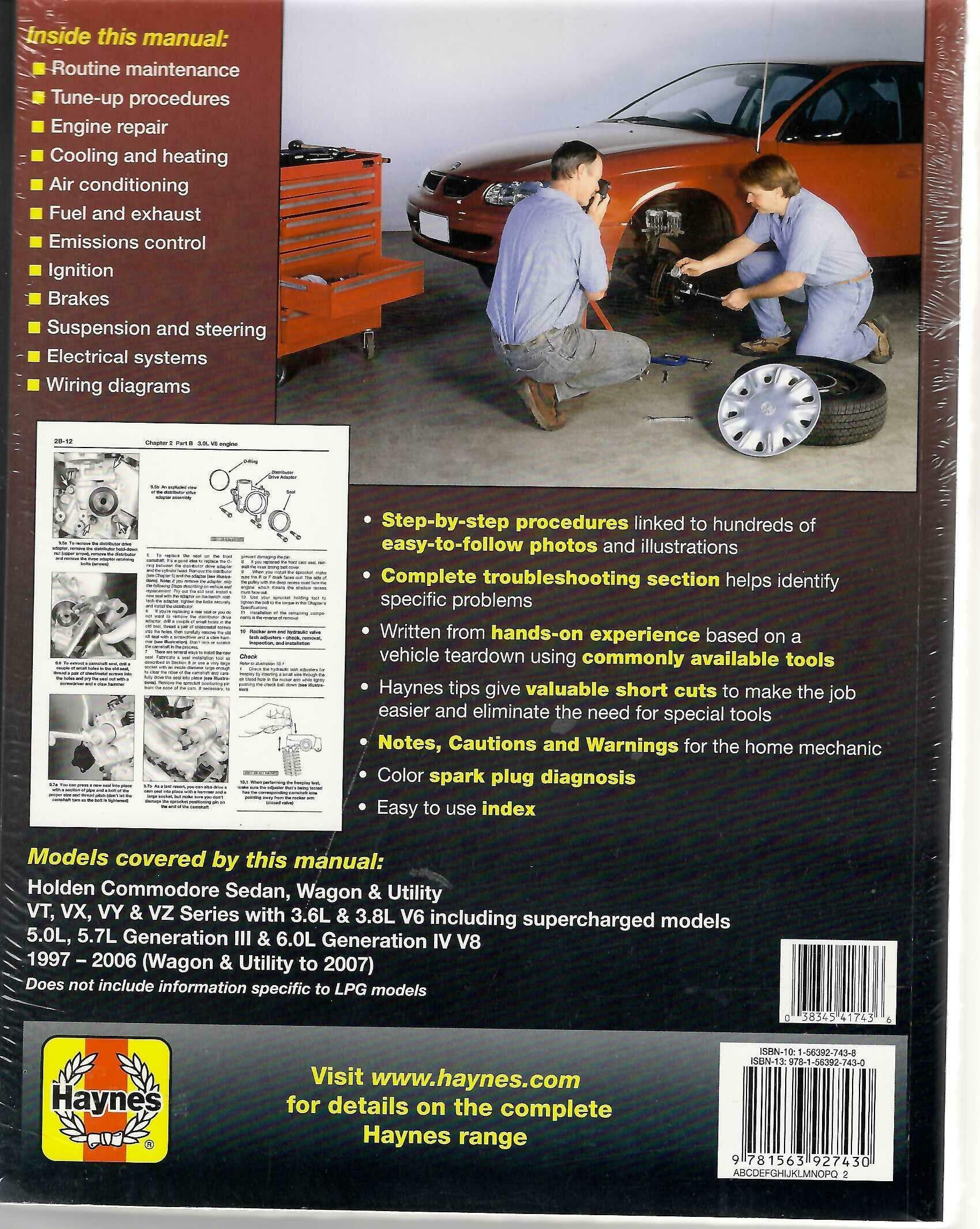 Haynes repair manual back cover with maintenance topics and wiring diagram illustrations