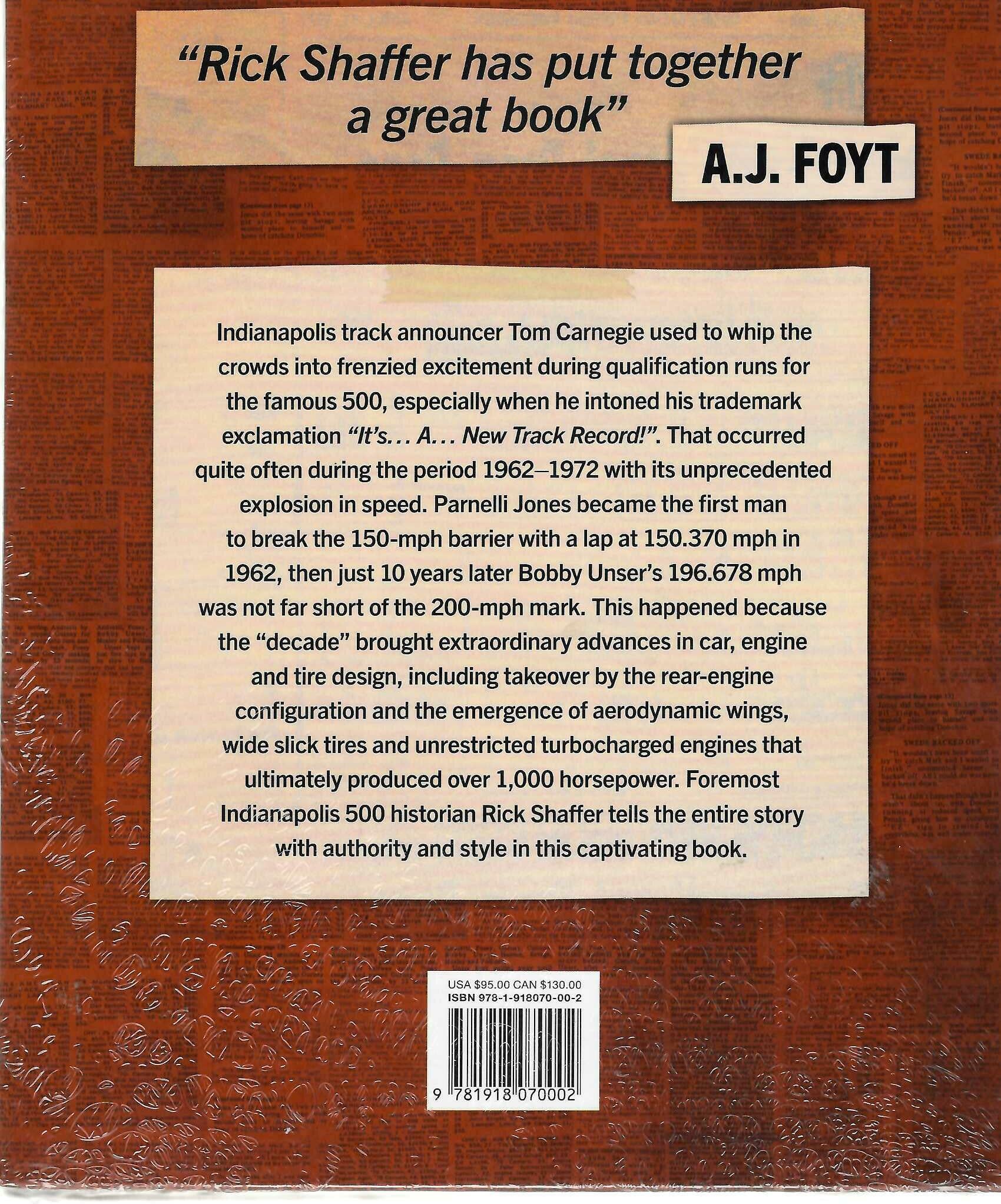 It's A New Track Record!: Speed at Indianapolis 1962-1972 by Rick Shaffer