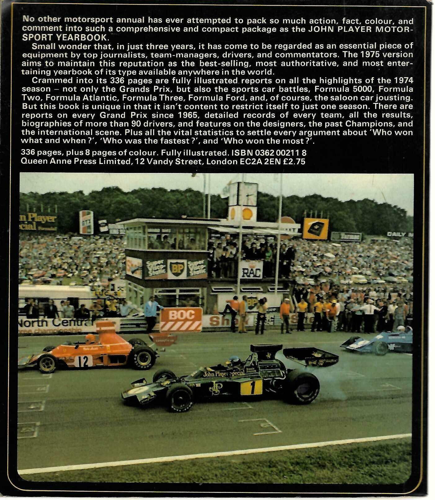 John Player Motor Sport Yearbook 1975 - Barrie Gill Hardcover Formula 1 F1 Racing