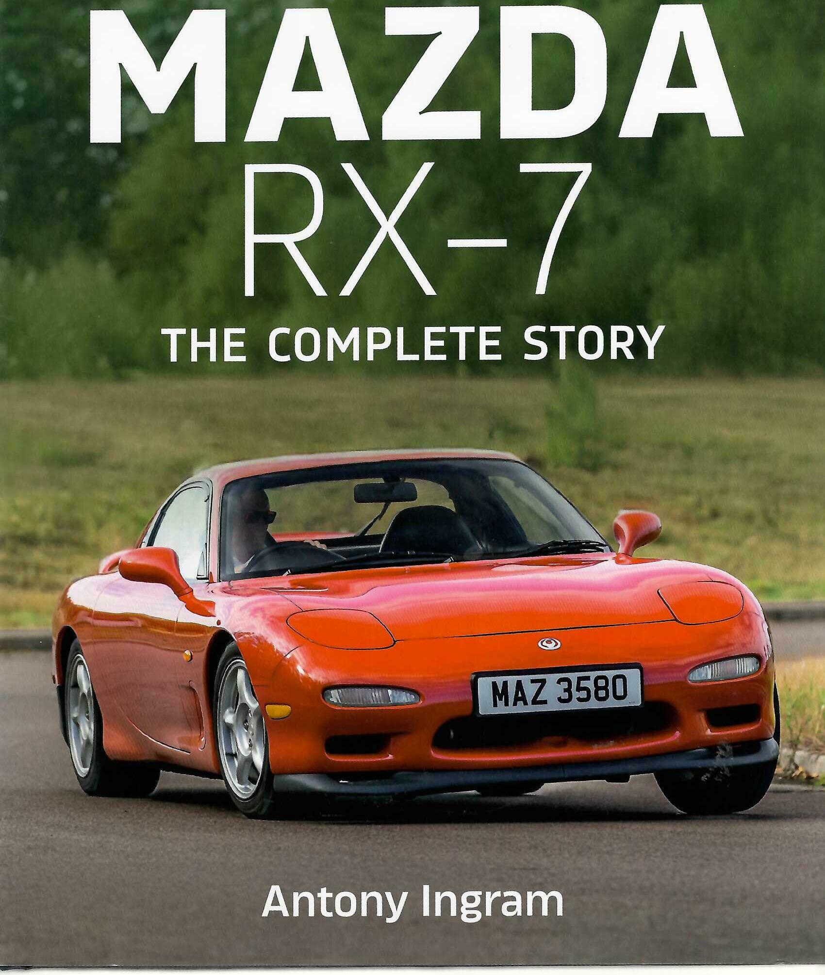 Mazda RX-7 story book cover with orange sports car and author Antony Ingram