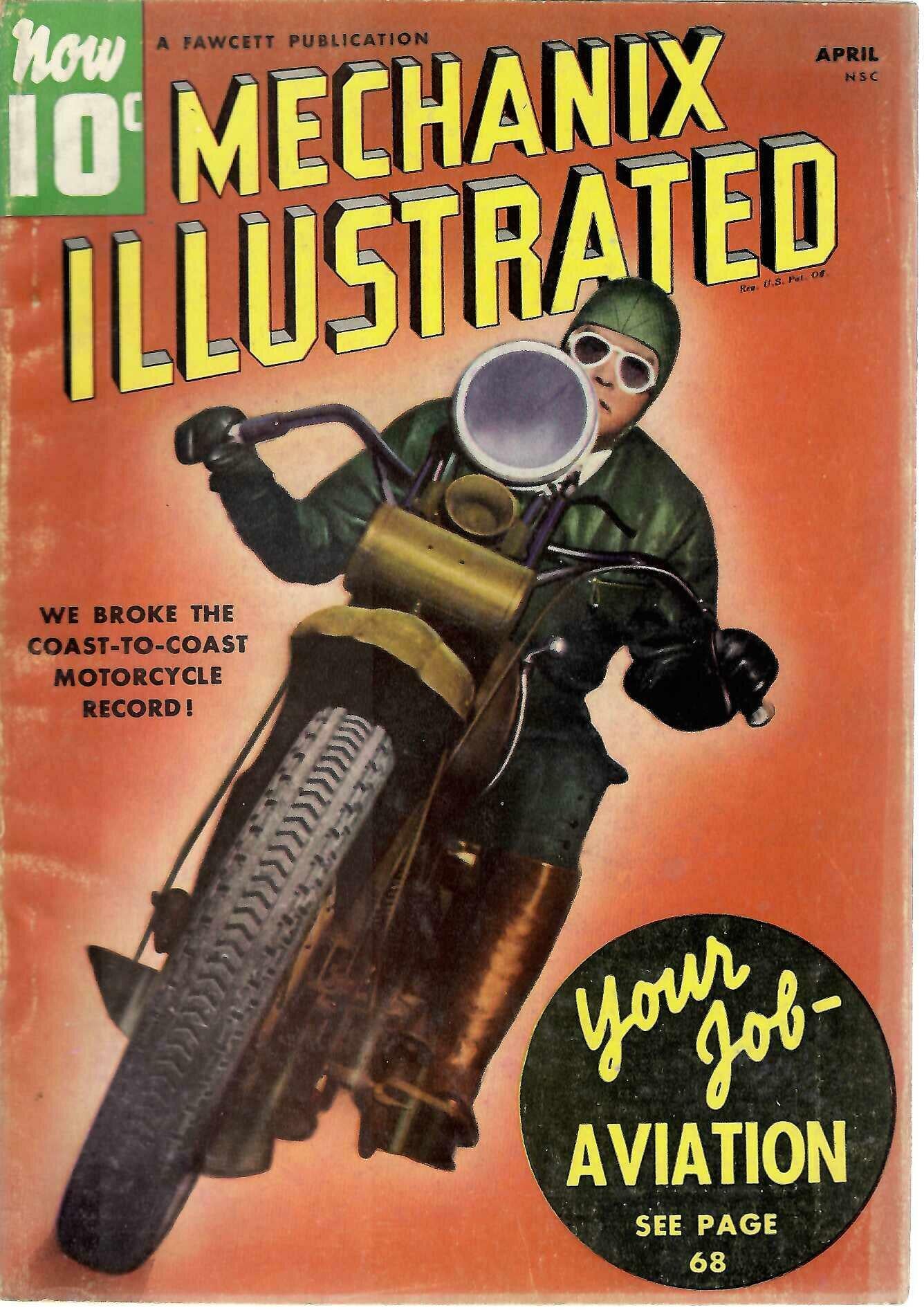 Mechanix Illustrated April 1940 Vintage Magazine - Coast-to-Coast Motorcycle Record