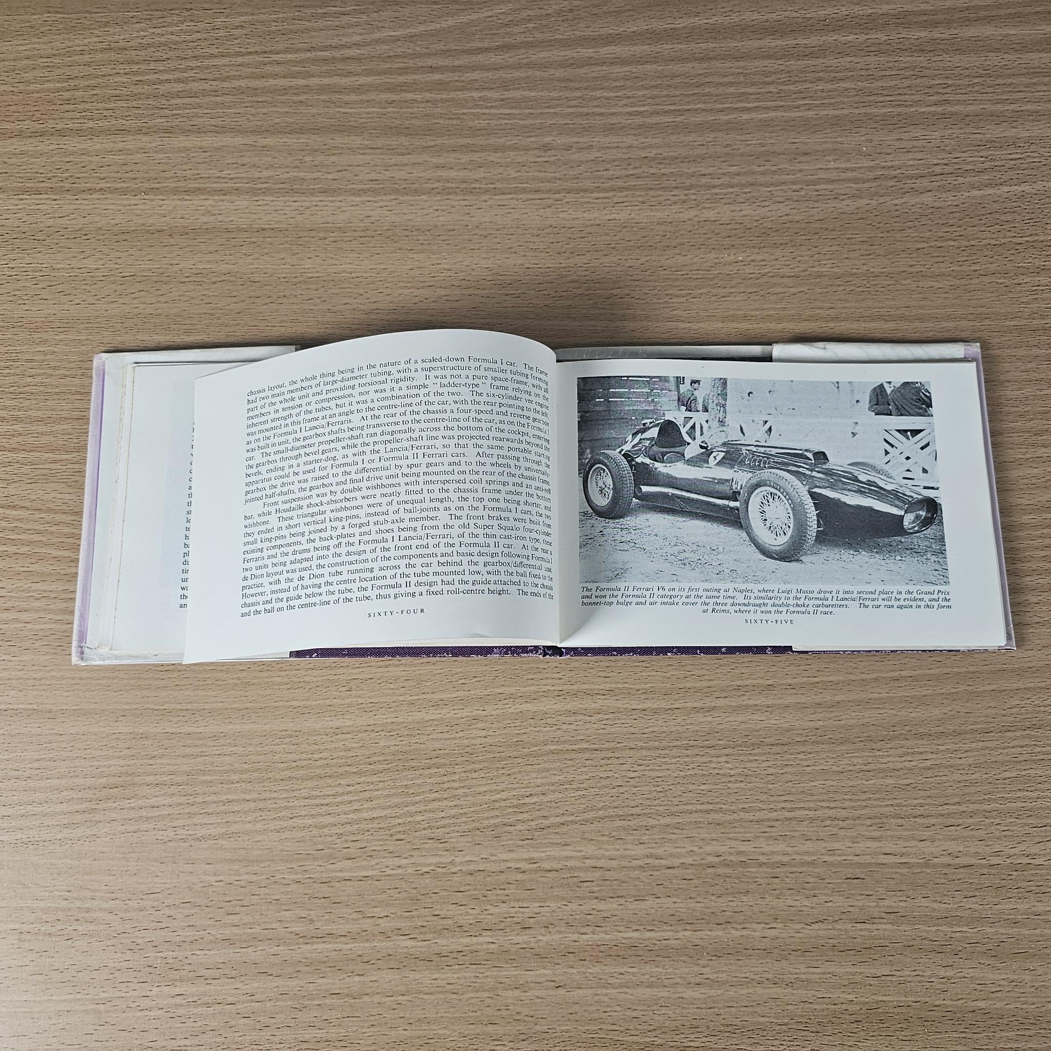 Open 1958 racing car review book with text and black-and-white side view of a race car