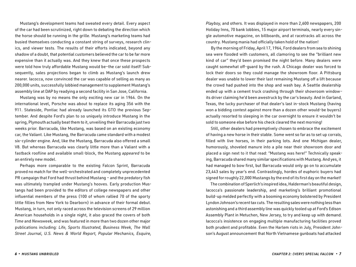 Hardcover auto history book interior text page with multiple paragraphs