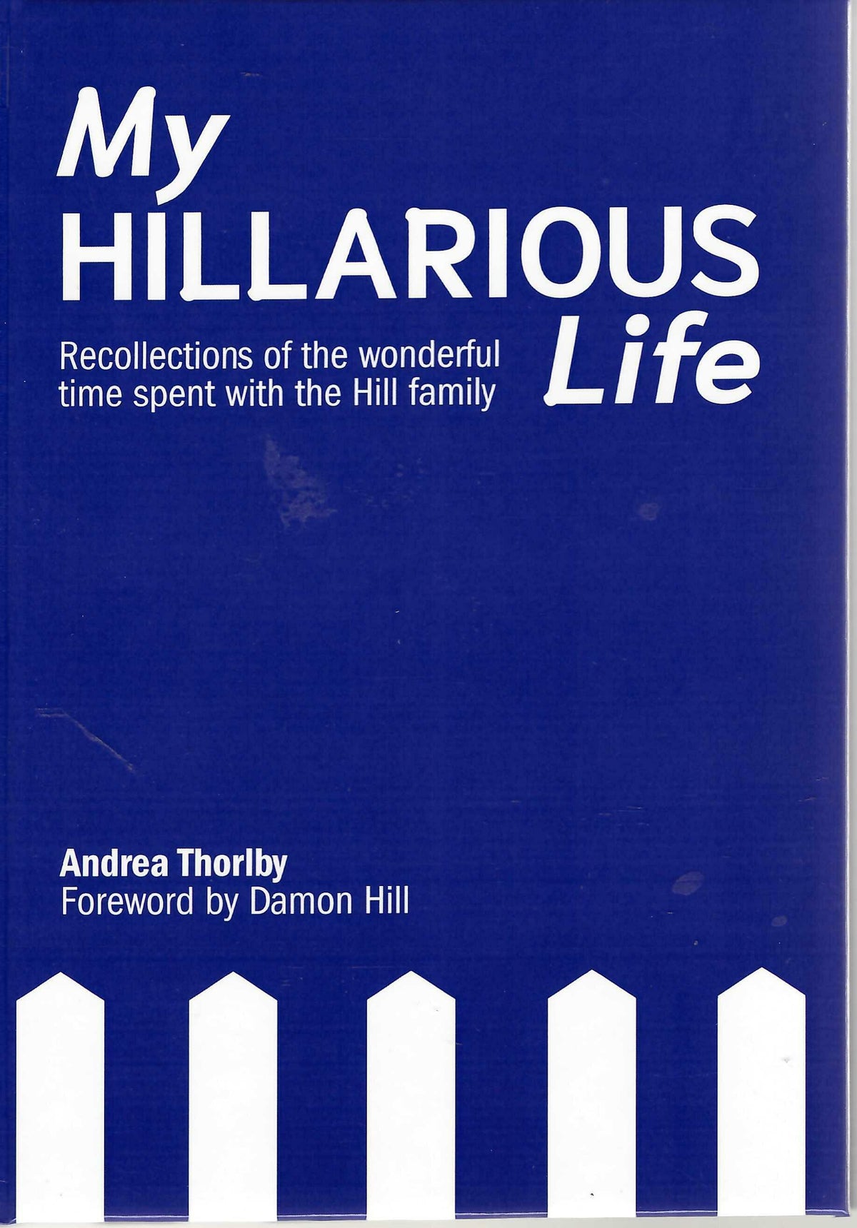 Blue hardcover book with title text and white tombstone-style graphics on cover.