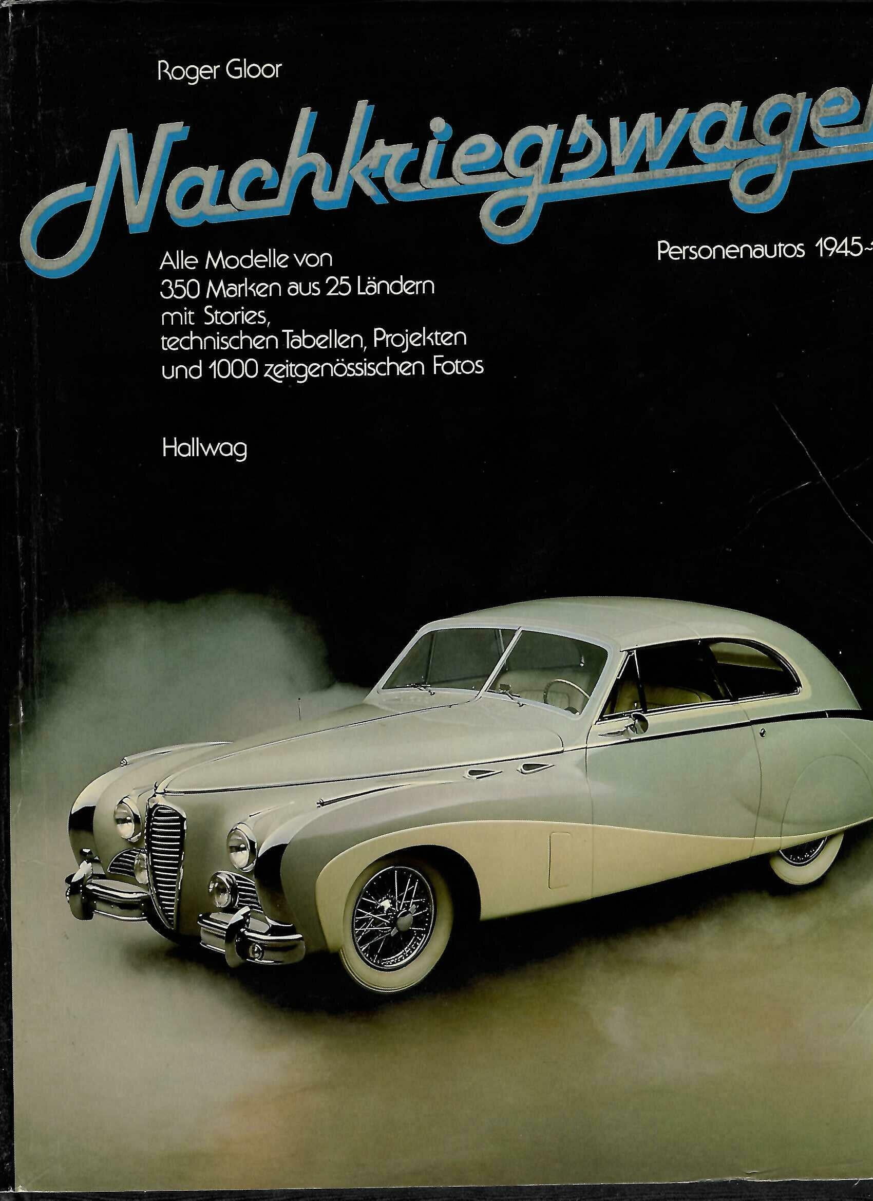 Postwar passenger car book cover with vintage light green classic car photo