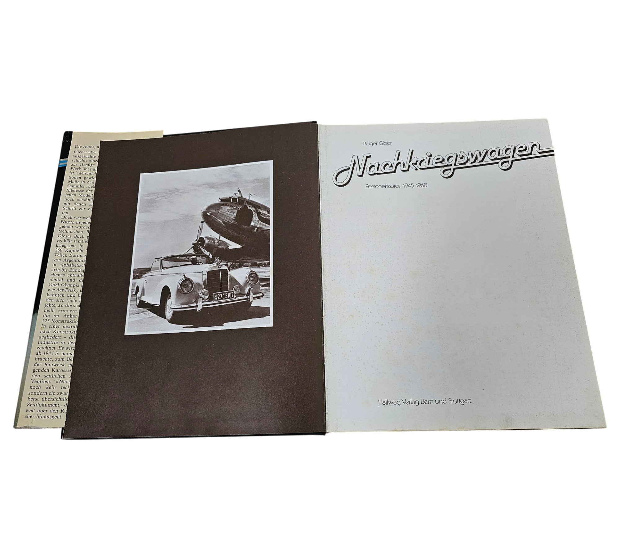 Postwar passenger car book with cover showing a vintage car photo and title