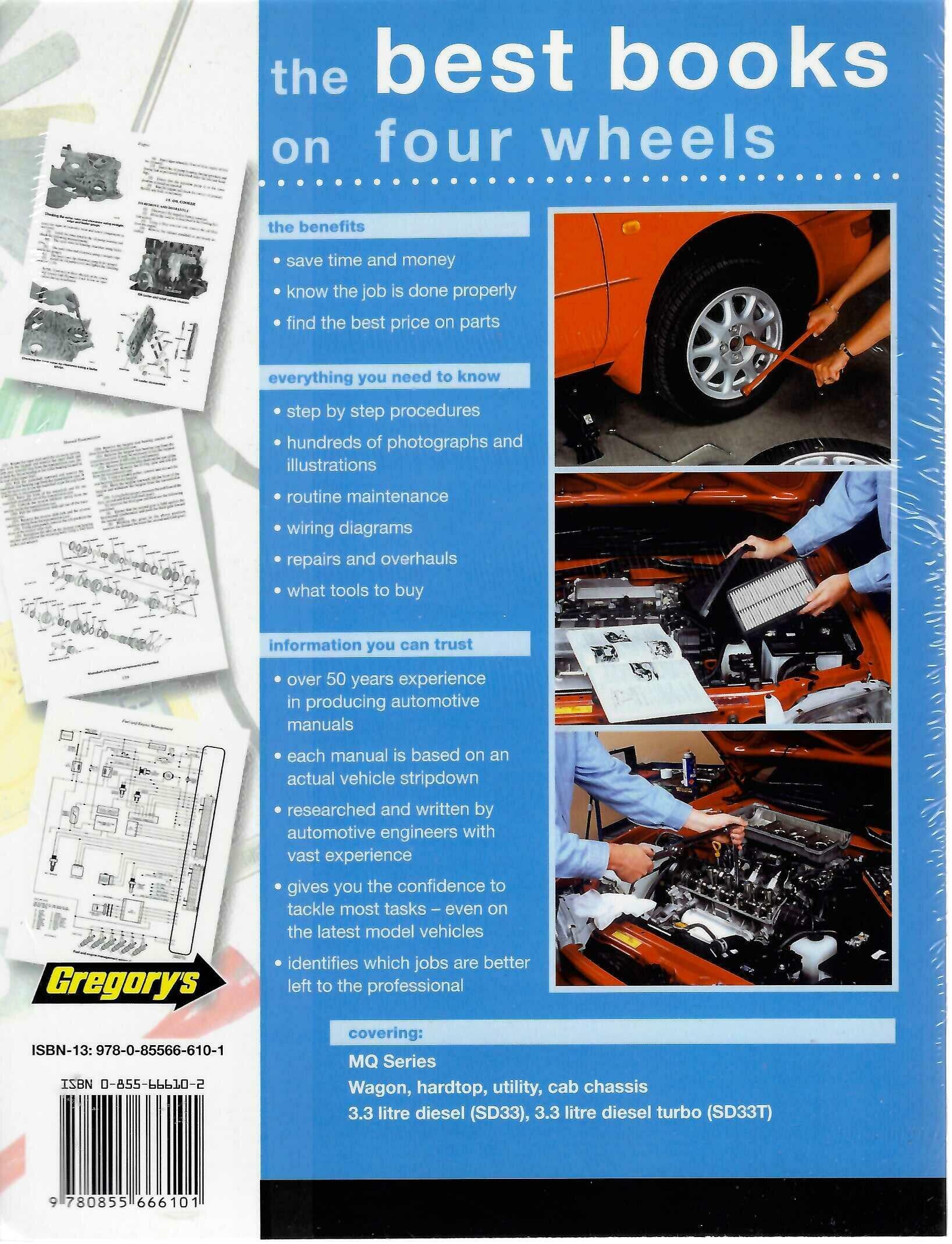 Gregory's service manual with diagrams and photos of 4WD components and engine work
