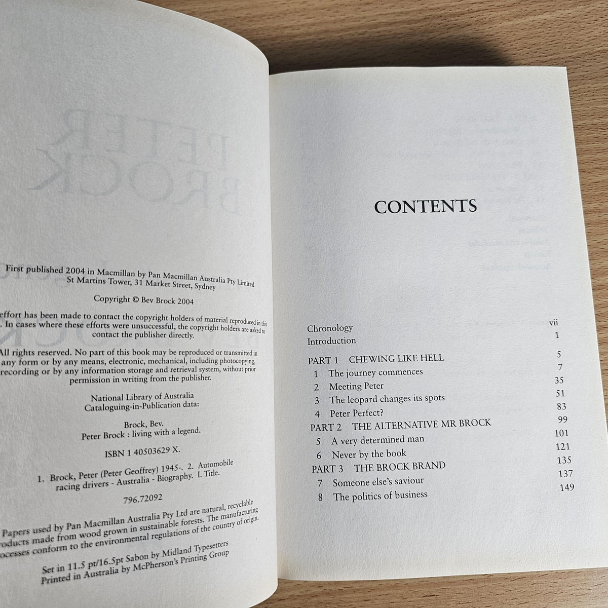 Book contents page titled CONTENTS with numbered sections