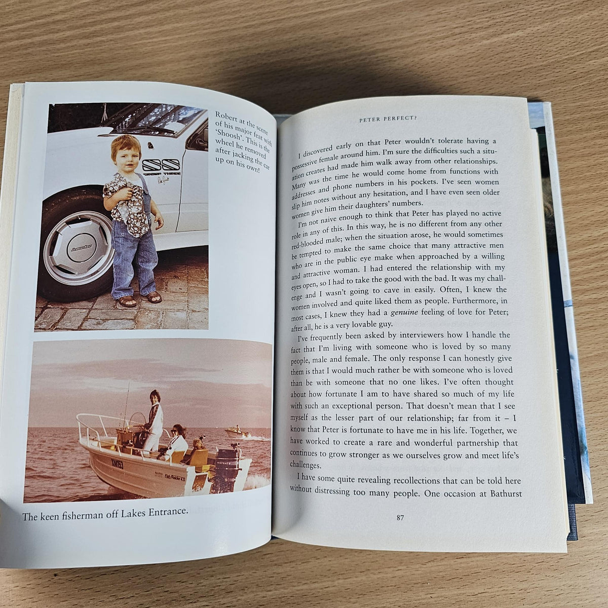 Open book spread with text and a color photo of a child