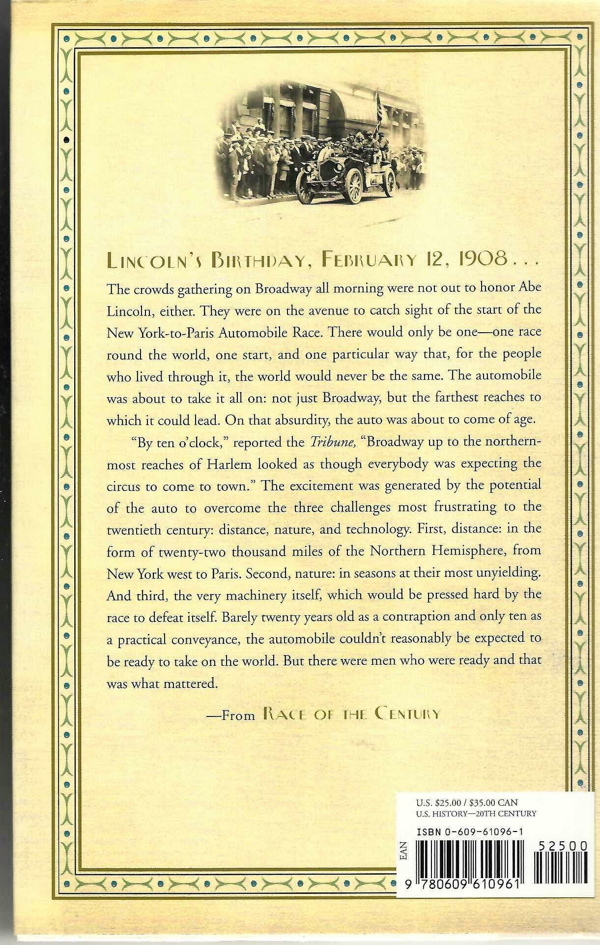 Race of the Century: The Heroic True Story of the 1908 New York to Paris Auto Race — Julie M. Fenster | Crown | 1st Edition Hardcover