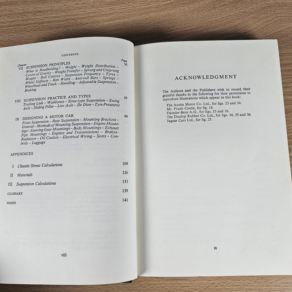 Open hardcover book showing acknowledgement page