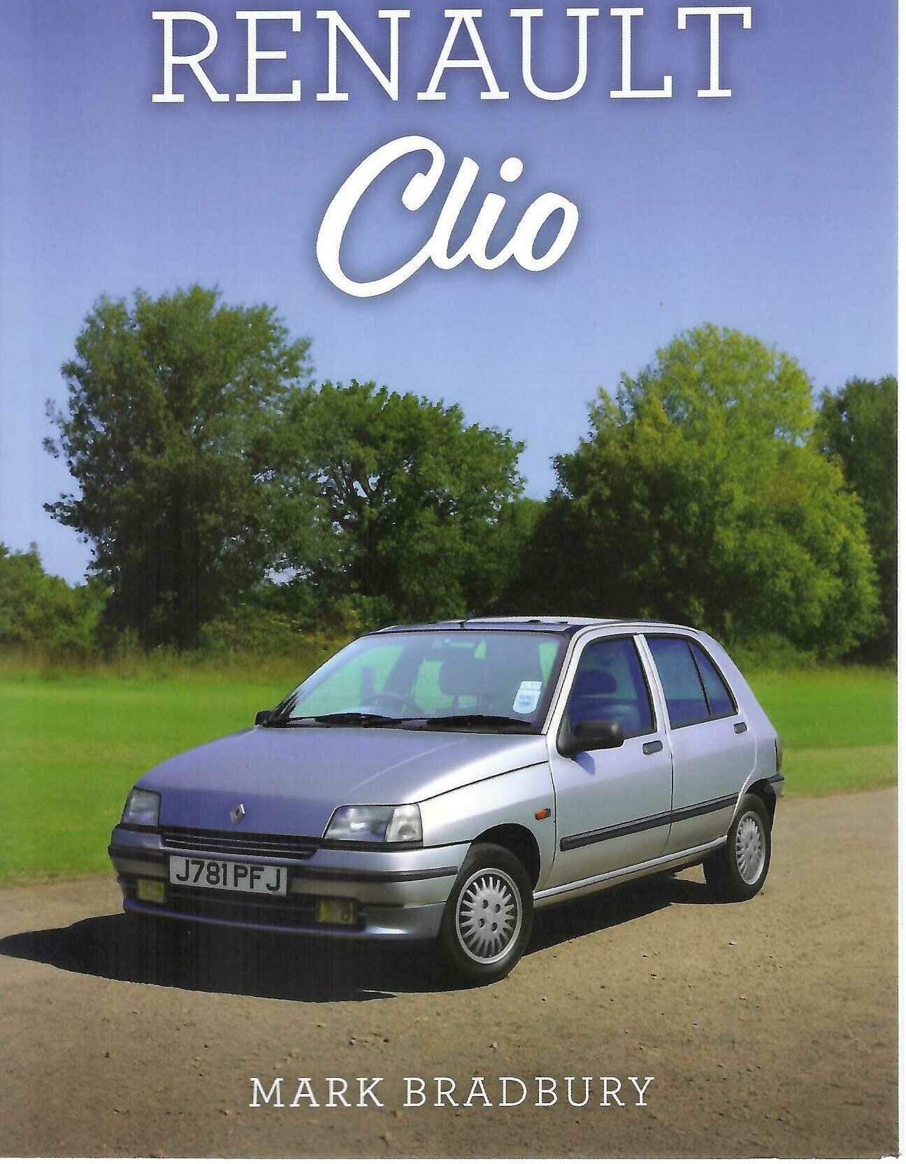 Book cover with silver Renault Clio hatchback and Mark Bradbury name