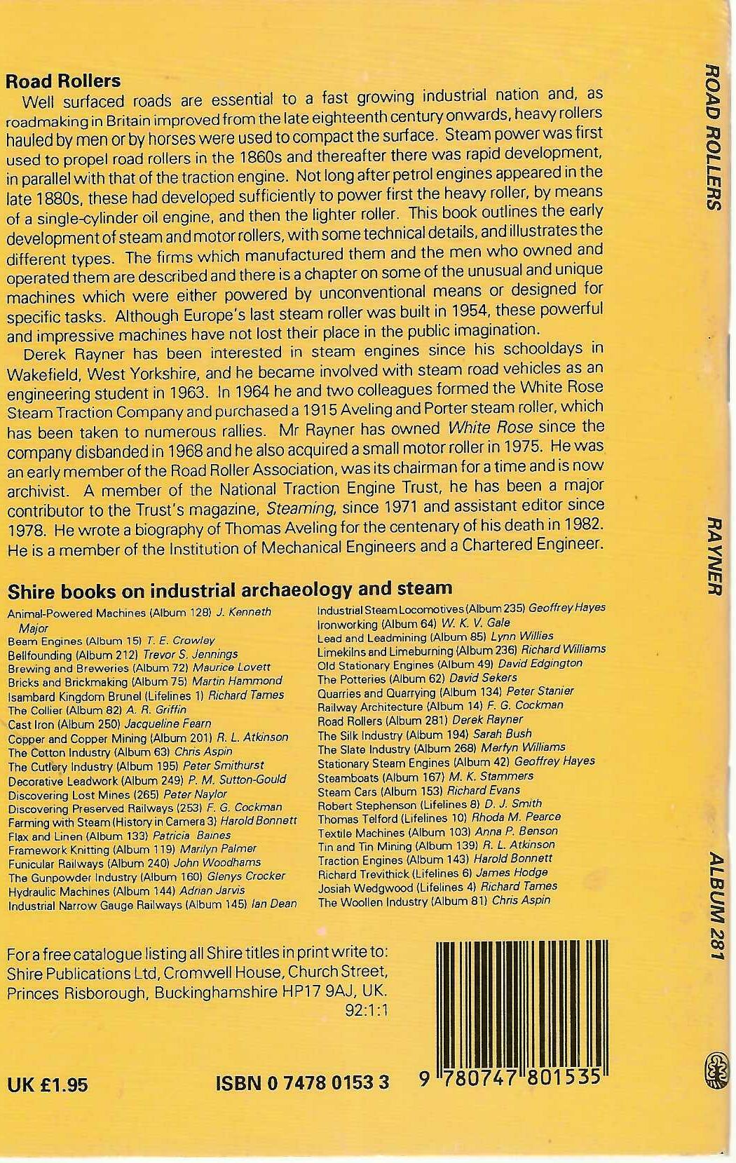 Road Rollers by Derek Rayner (Shire Album 281 Paperback)