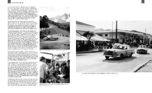 Archival rally photo spread on a book page with multiple small images and text