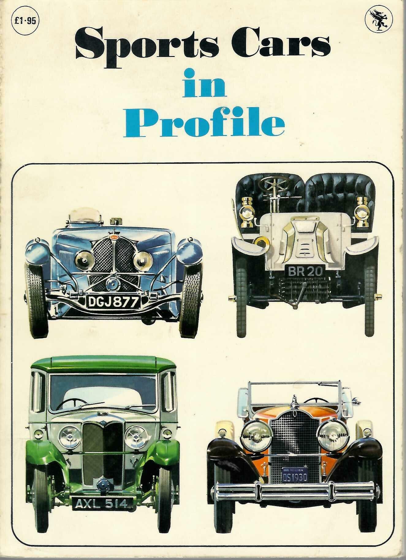 Automotive profile book cover with title text and four classic car front views.