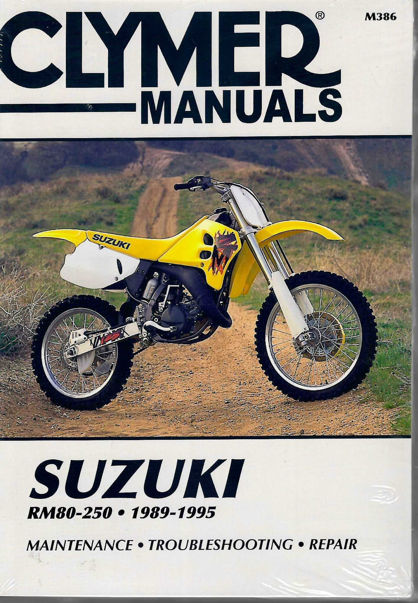Clymer Suzuki RM80-250 repair manual M386, 1989–1995, maintenance and troubleshooting