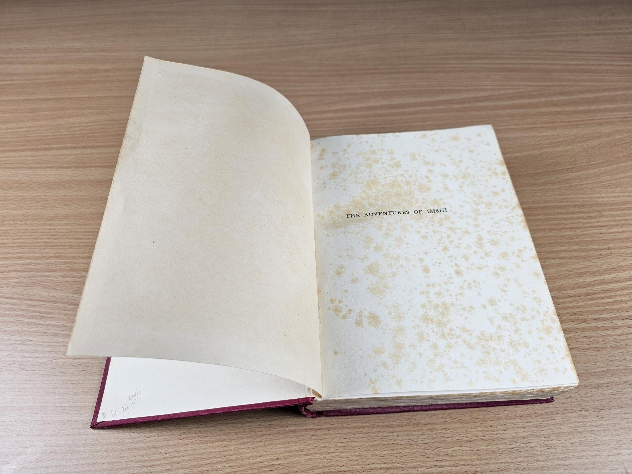 Open book with title text: "The Adventures of Imshi"