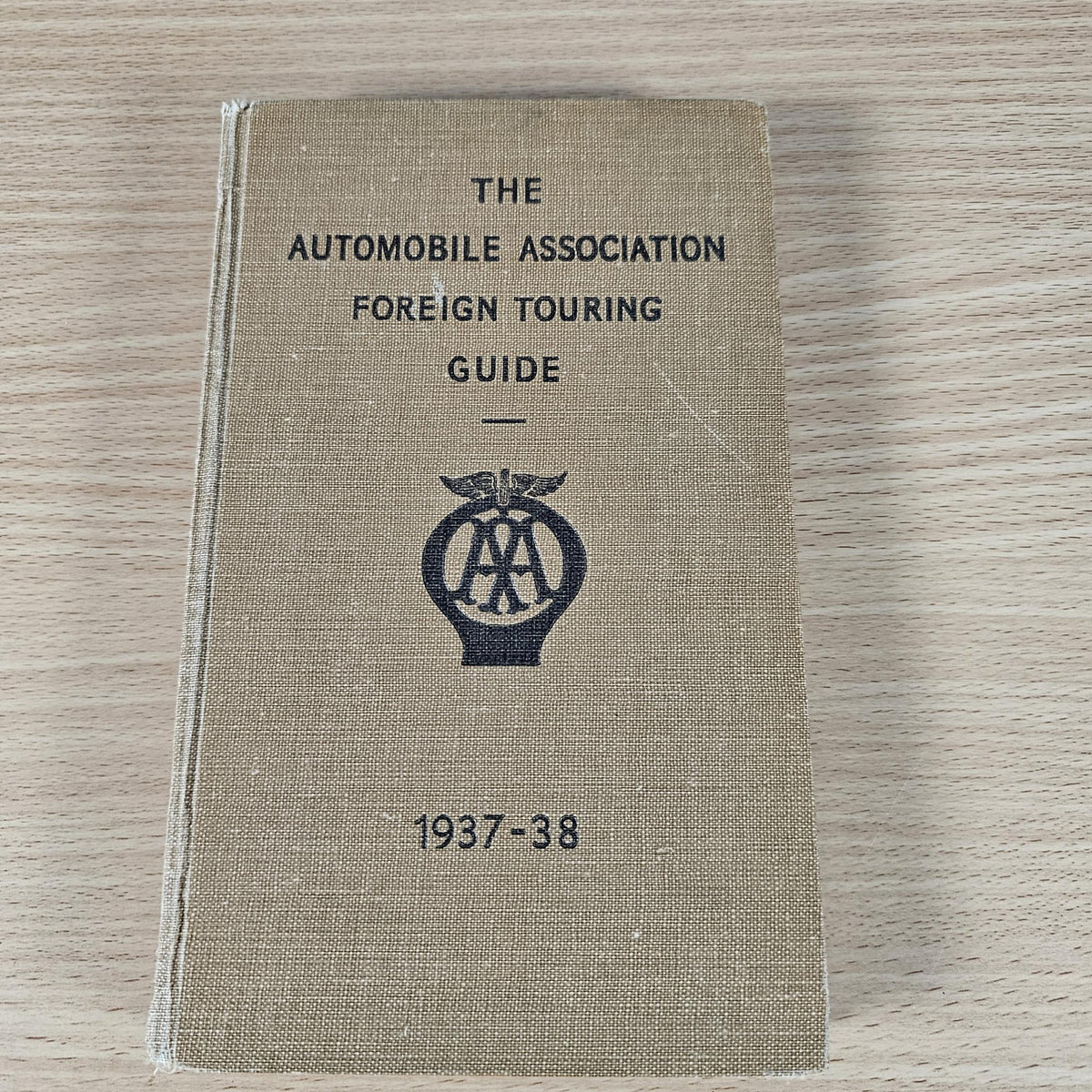 Vintage Automobile Association foreign touring guide hardcover with AA emblem, 1937-38