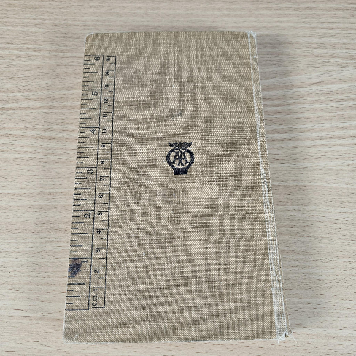 Vintage AA foreign touring guide hardcover back cover with AA emblem, 1937-38