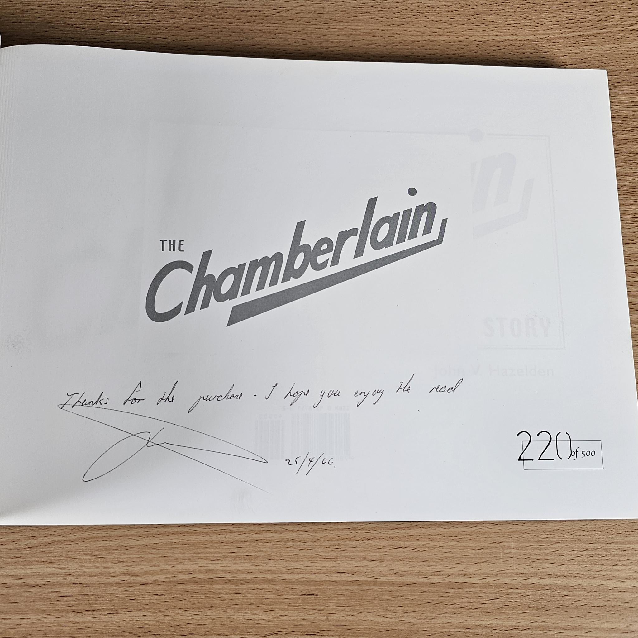 Opened book page with bold title header and handwritten note