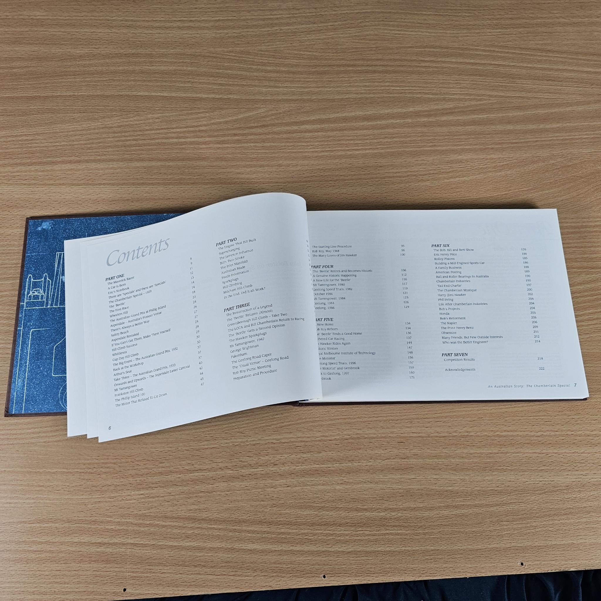 Open book spread with 'Contents' list in two columns