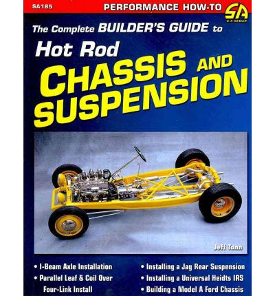 Hot rod chassis and suspension builder's guide book cover with yellow car illustration