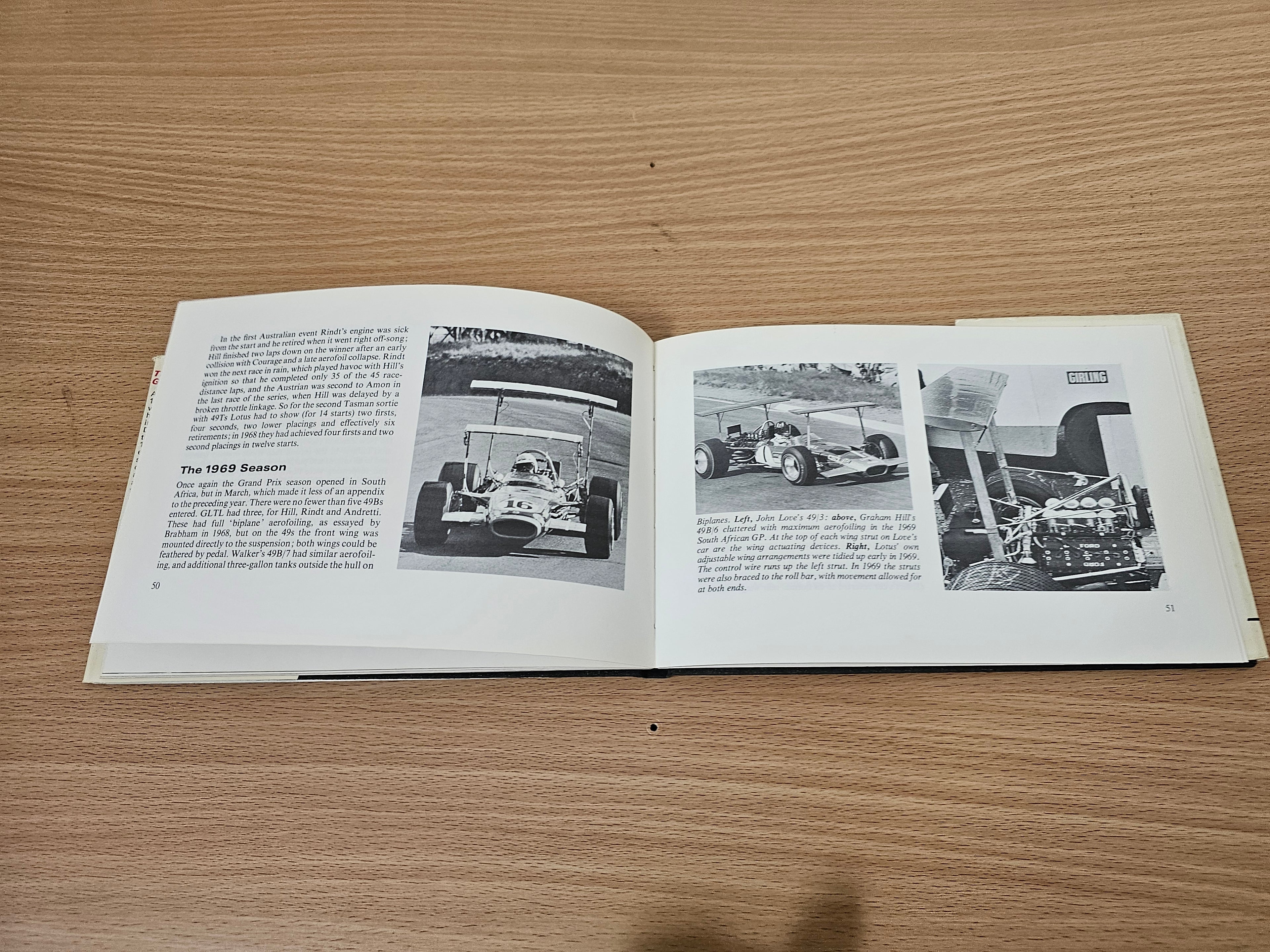 Open book with two black-and-white photo panels and accompanying explanatory text