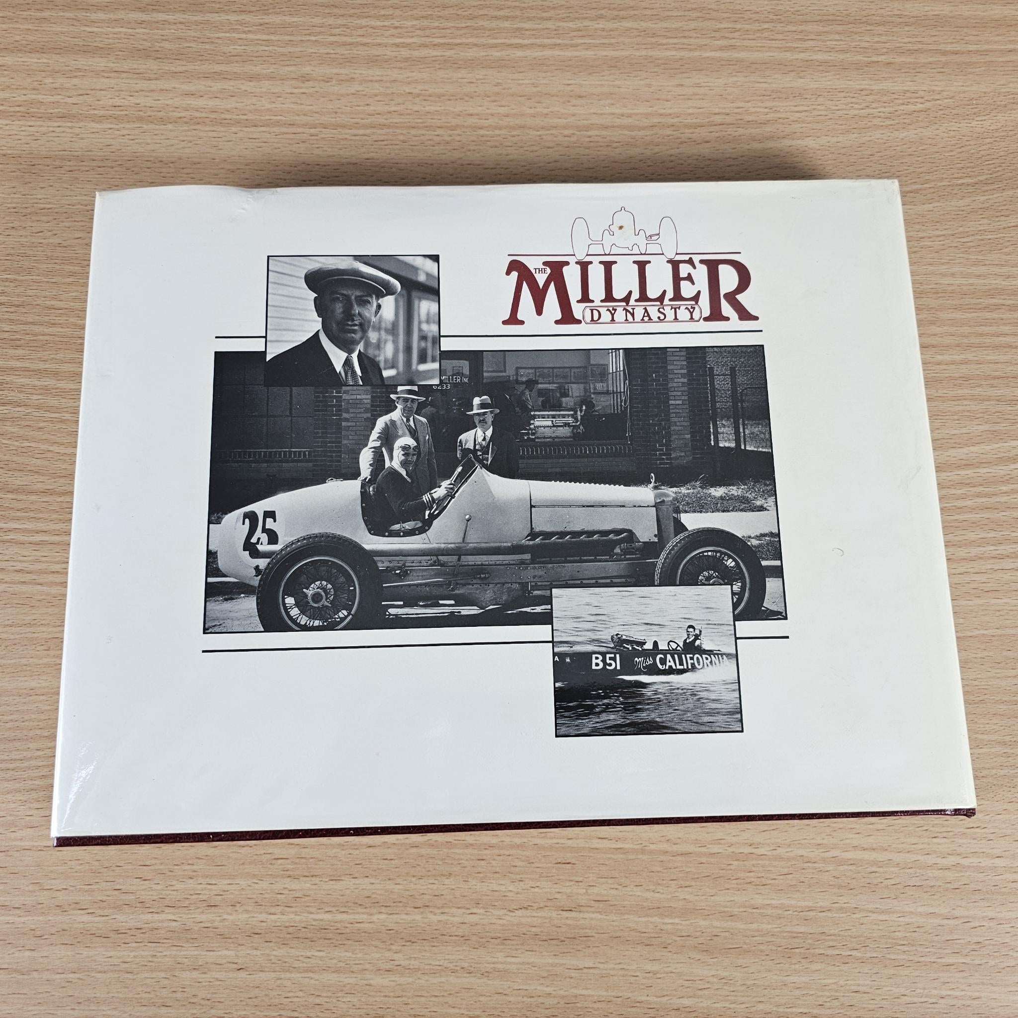Miller Dynasty history book front cover with black-and-white car photo collage