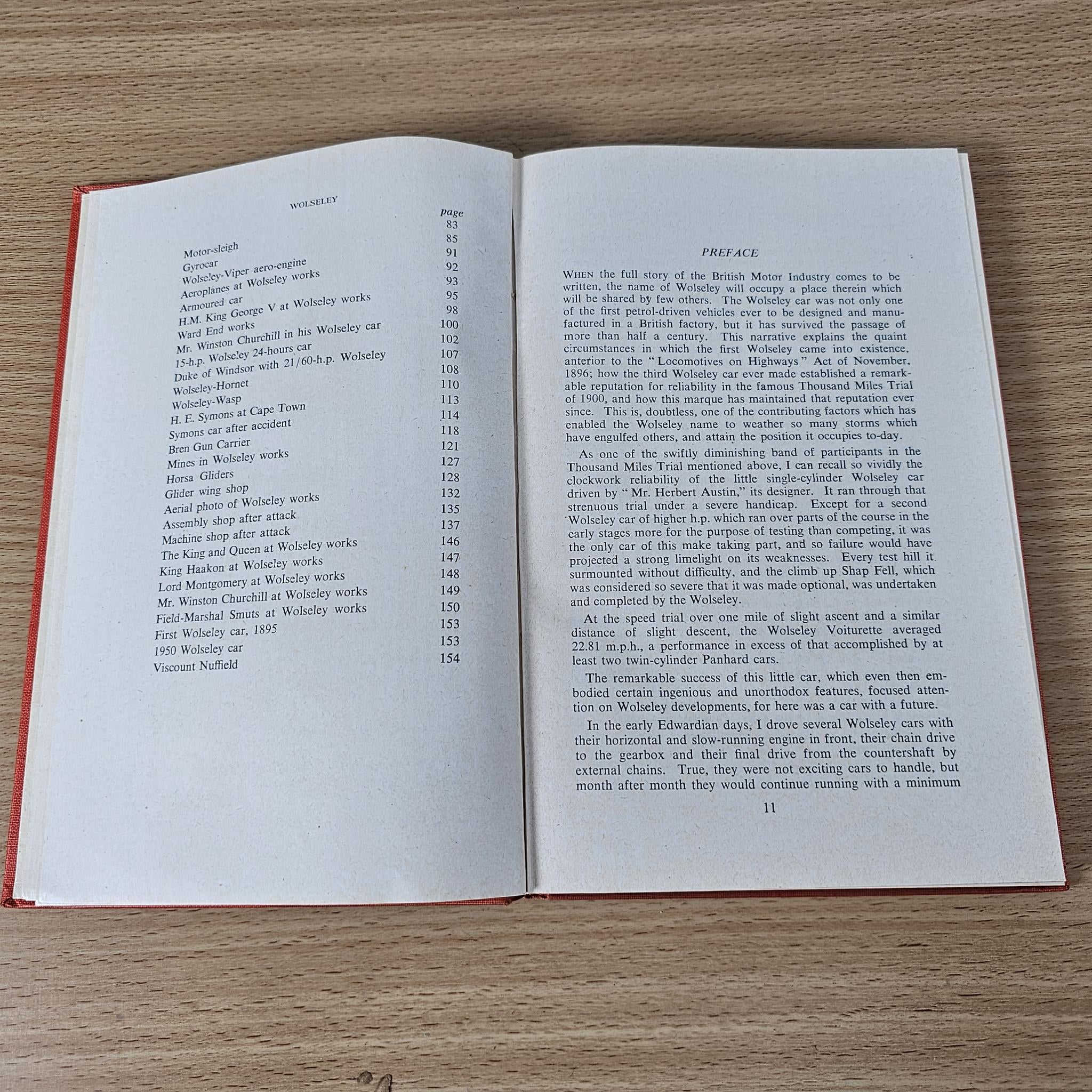 Open book with printed text on both pages, including a section labeled “PREFACE”