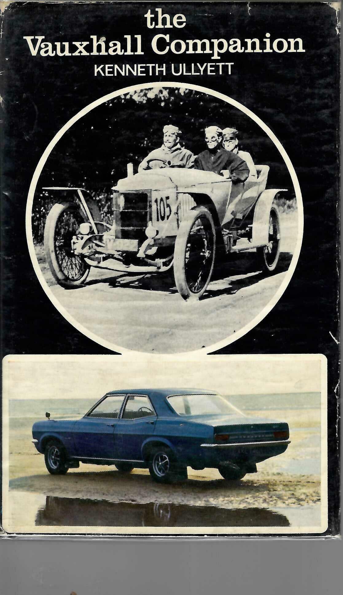 Vintage book cover for The Vauxhall Companion by Kenneth Ullyett, with classic car photos