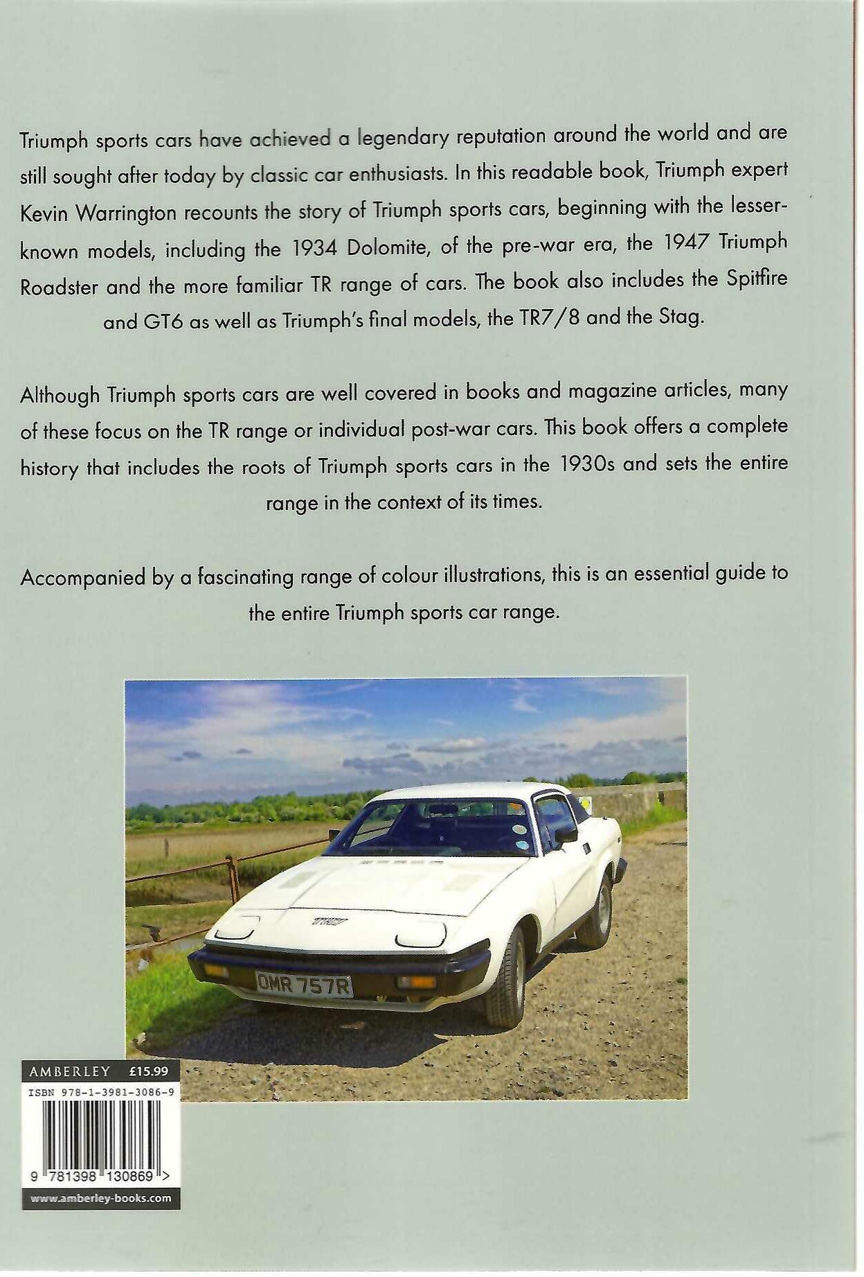 Triumph Sports Cars book back cover with white classic sports car photo and text