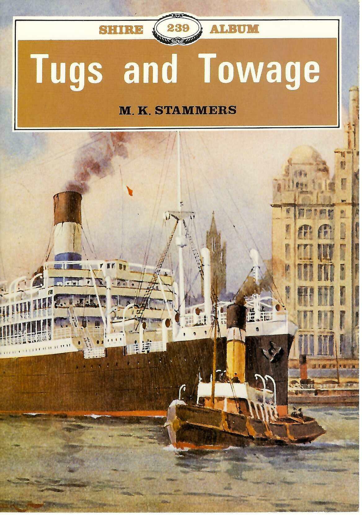 Tugs and Towage paperback book with illustrated harbor scene and tugboats on cover