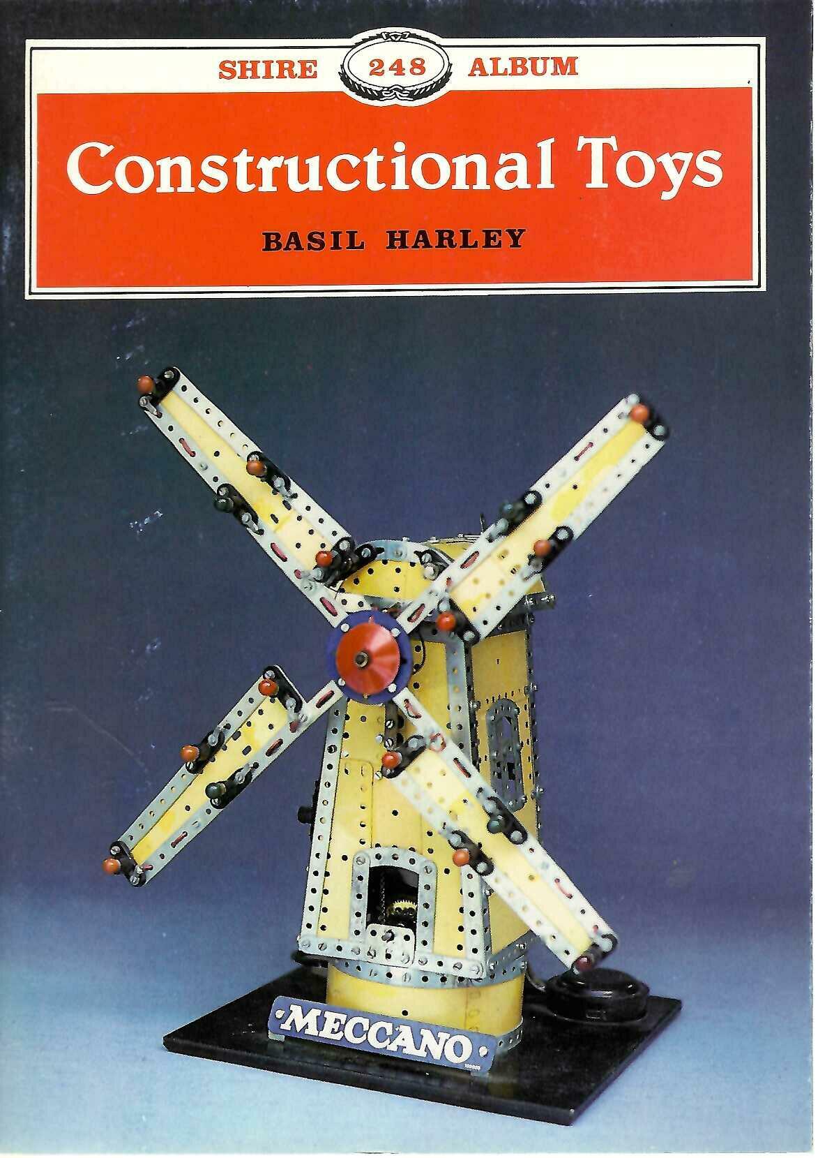 Paperback book cover for Constructional Toys by Basil Harley, with Meccano windmill graphic