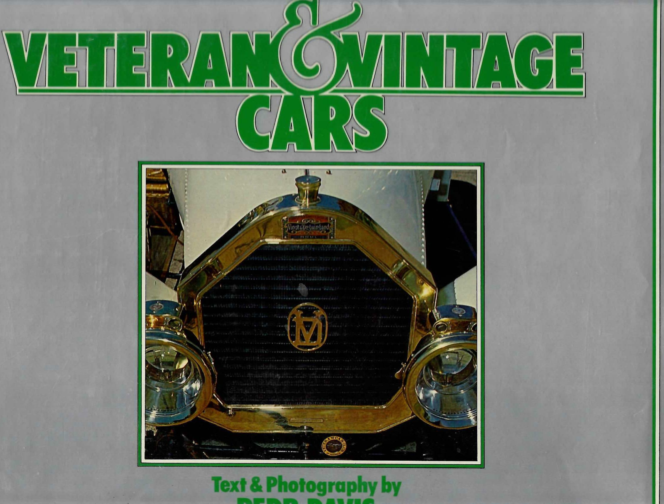 Veteran & Vintage Cars hardcover book cover close-up with vintage car front emblem